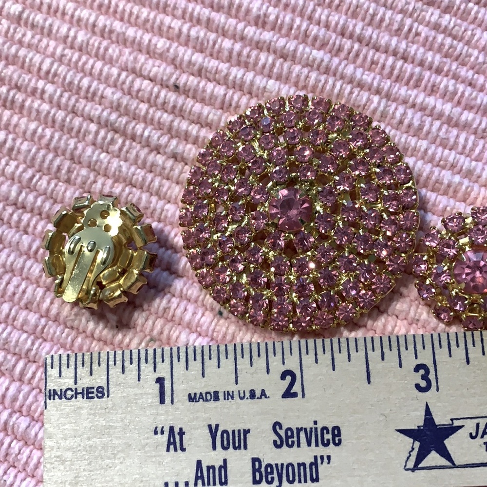 Vintage Rhinestone Brooch and Clip on Earrings set - Picture 3 of 3